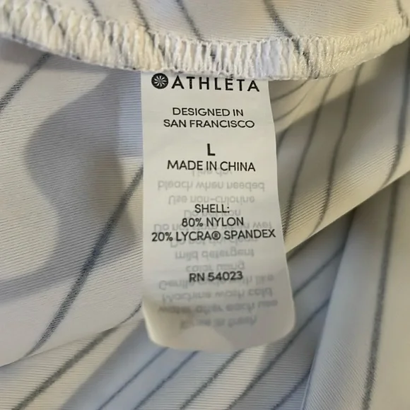 Athleta Rash-Guard Black/White Chevron Stripe Sleeveless Swim Top L EUC - Picture 8 of 11